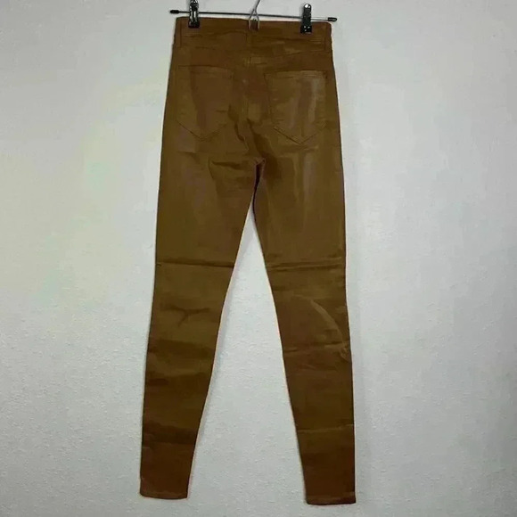 L'Agence Brown Marguerite Skinny High Rise Faux Leather Java Coated Jeans 25 - Picture 3 of 9